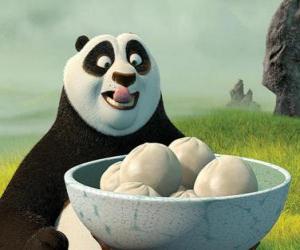 yapboz Kung Fu Panda bazı bisküvi pirinç yapılmış yemek istiyor